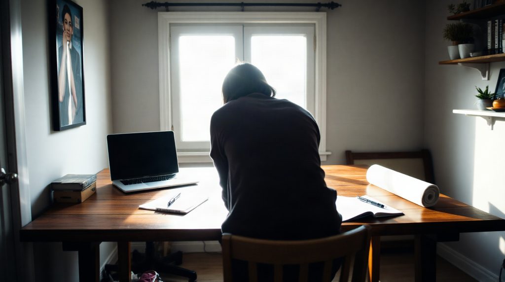 Candidat examinant des offres d'emploi sur un ordinateur portable
