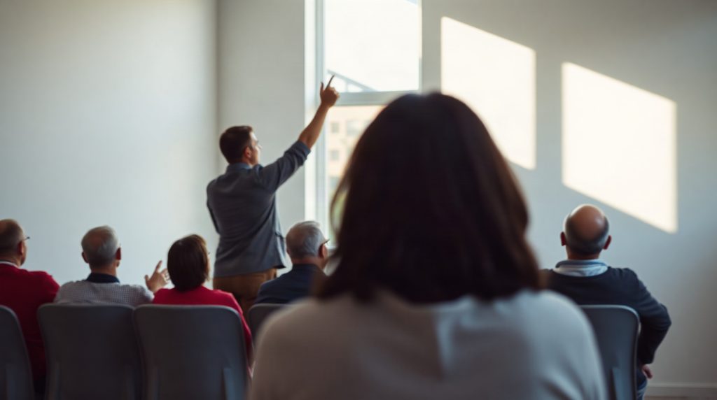 Formateur animant une session de formation en salle