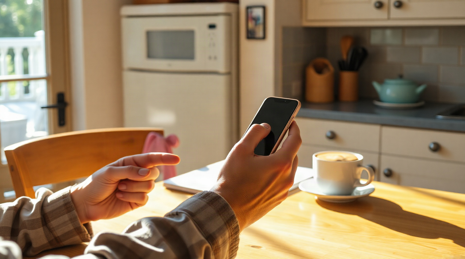 Main tenant un smartphone affichant une alerte de sécurité