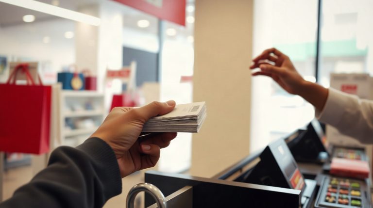 Paiement en caisse avec des chèques cadeaux