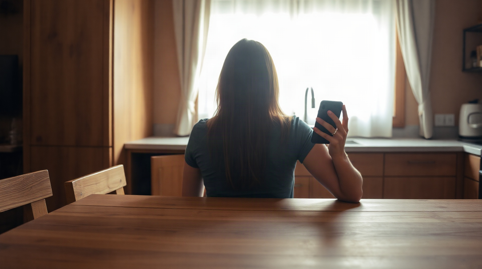 Personne tenant un smartphone affichant un message d'un recruteur inconnu