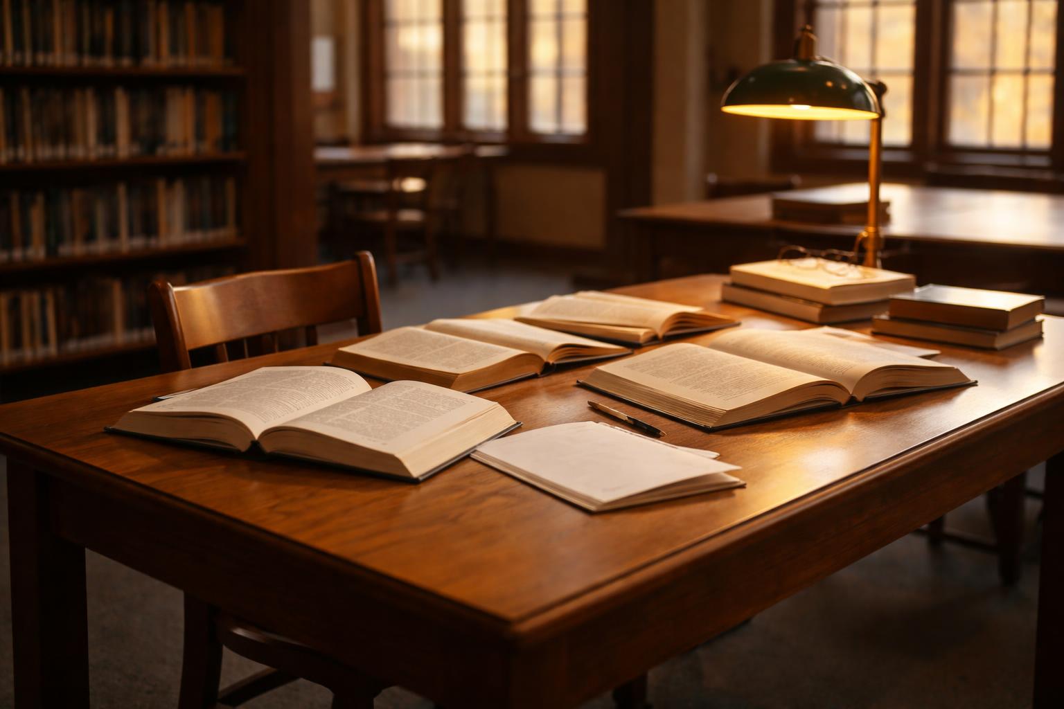 Enseignant préparant l'agrégation interne dans une bibliothèque