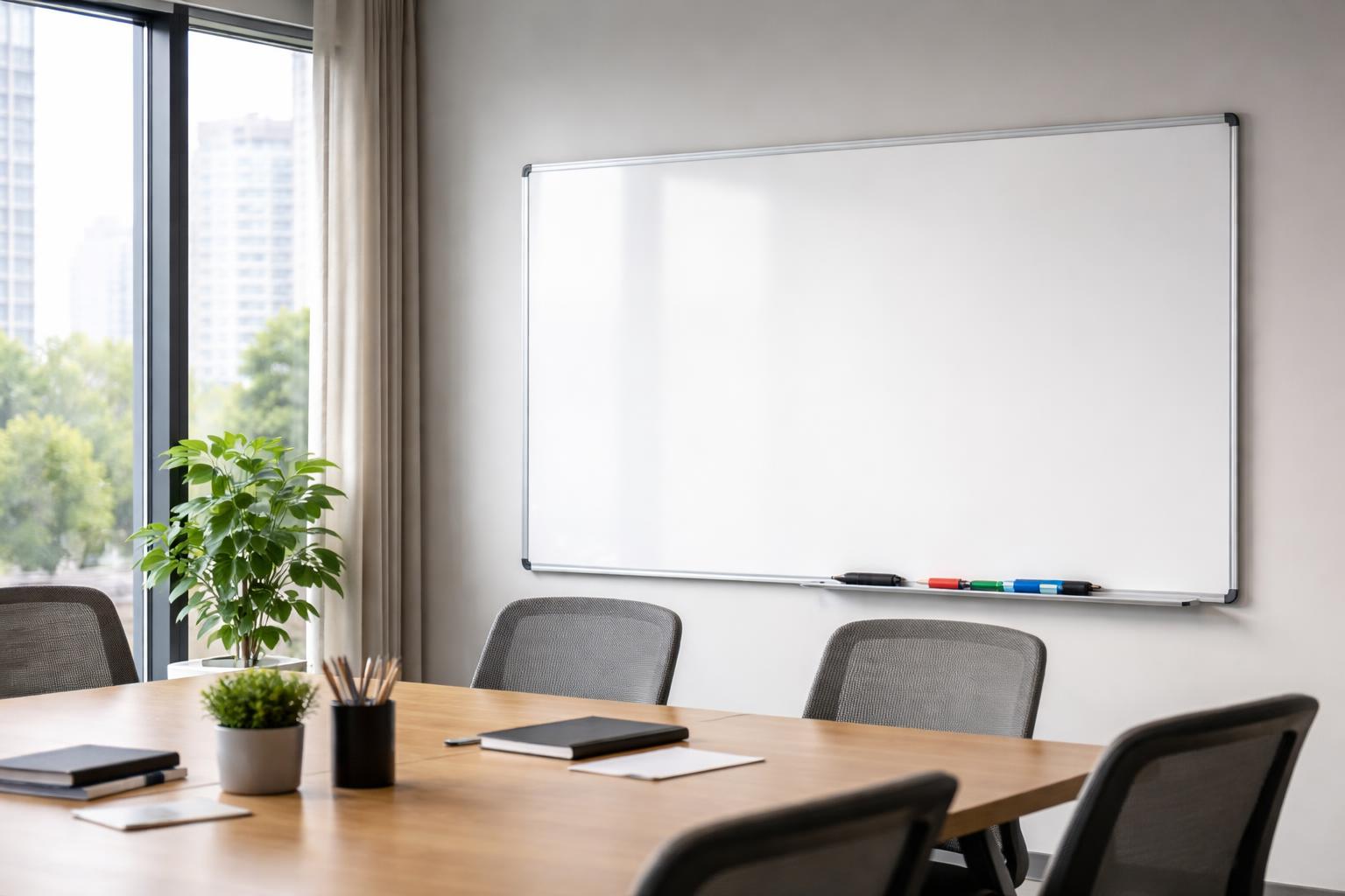 Manager écrivant sur un tableau blanc